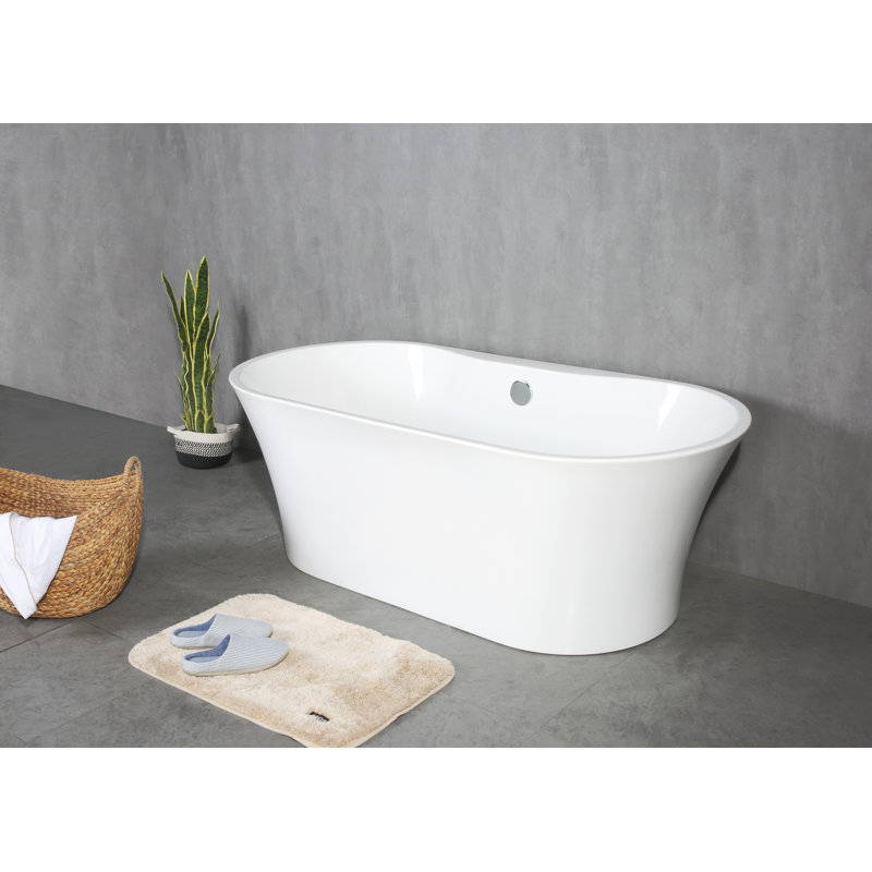 TONA Crystal 59" x 32" Freestanding Soaking Bathtub Wayfair